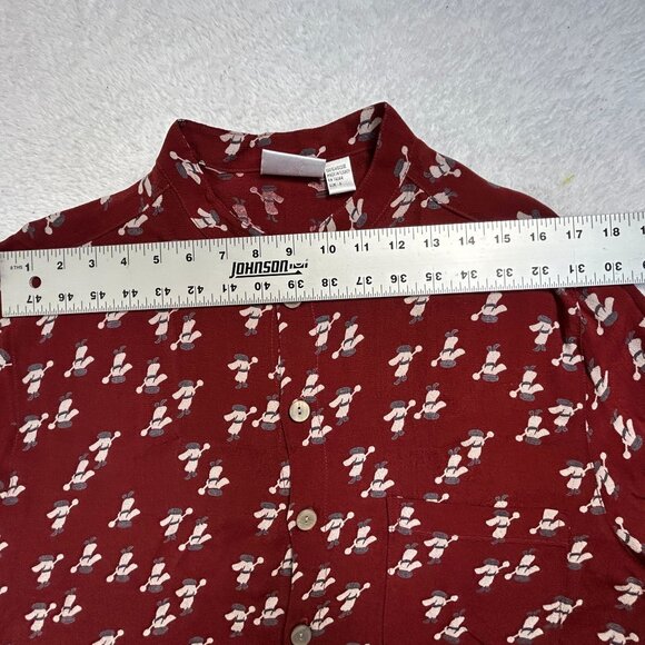 Chico's Design Womens Red Printed Long Sleeve Button-Up Blouse 2 Mandarin Collar - Picture 5 of 7